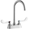 Elkay LK406LGN05T4 Deck Mount Laminar Flow Faucet With 4" Centers, 5" Gooseneck Swing Spout, And 4" Wristblade Handles