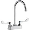 Elkay LK406GN05T4 Deck Mount Faucet With 4" Centers, 5" Gooseneck Swing Spout, 1.5 GPM Aerator, And 4" Wristblade Handles