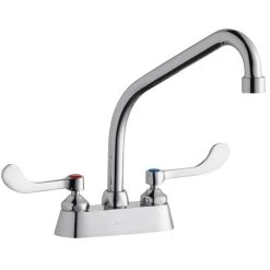 Elkay LK406HA08T4 Deck Mount Faucet With 4" Centers, 8" High Arc Swing Spout, 1.5 GPM Aerator, And 4" Wristblade Handles
