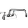 Elkay LK406TS08L2 Deck Mount Faucet With 4" Centers, 8" Tube Swing Spout, 1.5 GPM Aerator, And 2" Lever Handles