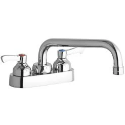 Elkay LK406TS08L2 Deck Mount Faucet With 4" Centers, 8" Tube Swing Spout, 1.5 GPM Aerator, And 2" Lever Handles