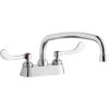 Elkay LK406AT14T4 Deck Mount Faucet With 4" Centers, 14" Arc Tube Swing Spout, 1.5 GPM Aerator, And 4" Wristblade Handles