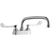 Elkay LK406AT12T6 Deck Mount Faucet With 4" Centers, 12" Arc Tube Swing Spout, 1.5 GPM Aerator, And 6" Wristblade Handles