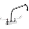 Elkay LK406HA10T4 Deck Mount Faucet With 4" Centers, 10" High Arc Swing Spout, 1.5 GPM Aerator, And 4" Wristblade Handles