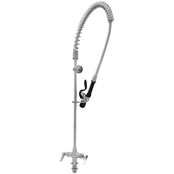 Eversteel By T&S S-0113-BJ Stainless Steel Single Hole Base Deck Mount Mixing Faucet And Pre-Rinse Unit With 1.07 GPM Spray Valve
