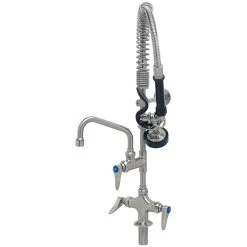 T&S Brass And Bronze Works Eversteel By T&S SMPK-2DLN-06 Stainless Steel Deck Mount Mixing Faucet With 6" Swing Nozzle And Mini Pre-Rinse Unit With 1.15 GPM Spray Valve