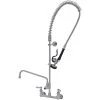 T&S Brass And Bronze Works Eversteel By T&S S-0133-A12-B Stainless Steel 8" Wall Mount Mixing Faucet With 12" Swing Nozzle And Pre-Rinse Unit With 1.15 GPM Spray Valve