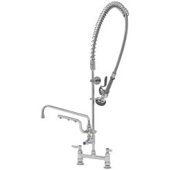 T&S Brass And Bronze Works T&S B-0123-U12-B Ultrarinse Deck Mount Pre-Rinse Faucet With 8" Centers, 12" Swing Nozzle, And 10" 1.5 GPM Sprayer Arm
