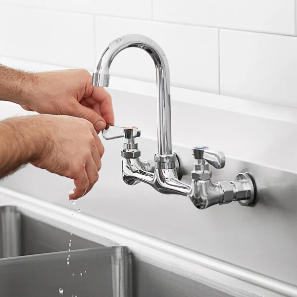 Regency Plumbing & Hardware Regency Wall Mount Faucet With 3 1/2" Swivel Gooseneck Spout And 8" Centers