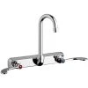 Chicago Faucet Company Chicago Faucets W8W-GN1AE35-317AB Wall-Mounted Manual Sink Faucet With 3 1/2" Gooseneck Spout And 1.5 GPM Pressure Compensating Softflo Aerator
