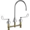Chicago Faucet Company Chicago Faucets 201-AGN8AE35-319AB Deck-Mounted Manual Sink Faucet With 8" Gooseneck Spout And 6" Elbow Blade Handles
