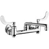Chicago Faucet Company Chicago Faucets 640-S6E35-317YAB Wall-Mounted Manual Sink Faucet With 1.5 GPM Pressure Compensating Softflo Aerator And 4" Wristblade Handles