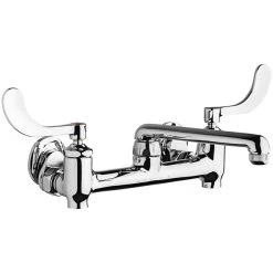 Chicago Faucet Company Chicago Faucets 640-S6E1-317YAB Wall-Mounted Manual Sink Faucet With 6" S-Type Swing Spout And 4" Wristblade Handles
