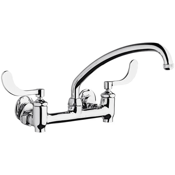 Chicago Faucet Company Chicago Faucets 640-L9E1-317YAB Wall-Mounted Faucet With Adjustable Centers, 9 1/2" L-Type Swing Spout, And 4" Wristblade Handles