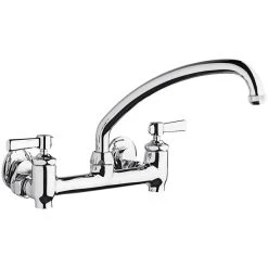 Chicago Faucet Company Chicago Faucets 640-L9E1-369YAB Wall-Mounted Faucet With Adjustable Centers, 9 1/2" L-Type Swing Spout, And 2 3/8" Lever Handles