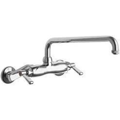 Chicago Faucet Company Chicago Faucets 445-L12E1ABCP Wall-Mounted Faucet With Adjustable Centers And 12" L-Type Swing Spout