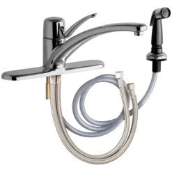 Chicago Faucet Company Chicago Faucets 2301-8ABCP Deck-Mounted Faucet With 8" Centers And Side Spray