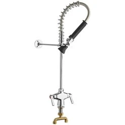 Chicago Faucet Company Chicago Faucets 924-369ABCP Deck-Mounted Single-Hole Mini Pre-Rinse Faucet And 2 3/8" Lever-Style Handles