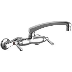 Chicago Faucet Company Chicago Faucets 445-L8E35ABCP 1.5 GPM Wall-Mounted Faucet With Adjustable Centers And 8" L-Type Swing Spout
