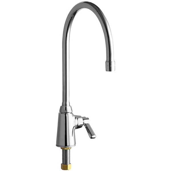 Chicago Faucet Company Chicago Faucets 350-GN8AE35ABCP Deck-Mounted Single-Hole Single-Supply Faucet With 8" Rigid / Swing Gooseneck Spout