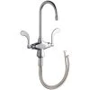 Chicago Faucet Company Chicago Faucets 50-E35-317XKABCP Deck-Mounted Single-Hole Faucet With 5 1/4" Rigid / Swing Gooseneck Spout And 4" Wristblade Handles