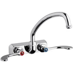 Chicago Faucet Company Chicago Faucets W4W-L9E1-317ABCP Wall-Mounted Faucet With 4" Centers And 9 1/2" L-Type Swing Spout