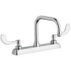 Chicago Faucet Company Chicago Faucets W8D-DB6AE1-317ABCP Deck-Mounted Faucet With 8" Centers And 6 1/4" Rigid / Swing Gooseneck Spout