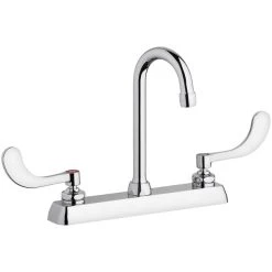 Chicago Faucet Company Chicago Faucets W8D-GN1AE35-317AB 1.5 GPM Deck-Mounted Faucet With 8" Centers And 3 1/2" Rigid / Swing Gooseneck Spout