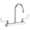 Chicago Faucet Company Chicago Faucets W8D-GN2AE1-317ABCP Deck-Mounted Faucet With 8" Centers And 5 1/4" Rigid / Swing Gooseneck Spout