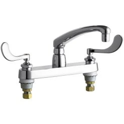 Chicago Faucet Company Chicago Faucets 1100-E35-317ABCP Deck-Mounted Faucet With 8" Centers And 8" L-Type Swing Spout