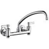 Chicago Faucet Company Chicago Faucets 640-L9E35-369YAB 1.5 GPM Wall-Mounted Faucet With Adjustable Centers, 9 1/2" L-Type Swing Spout, And 2 3/8" Lever Handles