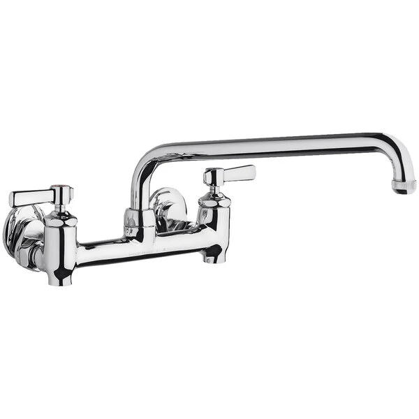 Chicago Faucet Company Chicago Faucets 640-L12E1-369YAB Wall-Mounted Faucet With Adjustable Centers, 12" L-Type Swing Spout, And 2 3/8" Lever Handles