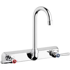 Chicago Faucet Company Chicago Faucets W8W-GN1AE35-369AB 1.5 GPM Wall-Mounted Faucet With 8" Fixed Centers And 3 1/2" Rigid / Swing Gooseneck Spout