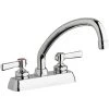 Chicago Faucet Company Chicago Faucets W4D-L9E35-369AB 1.5 GPM Deck-Mounted Faucet With 4" Fixed Centers, 9 1/2" L-Type Swing Spout, And 2 3/8" Lever Handles