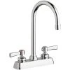 Chicago Faucet Company Chicago Faucets W4D-GN2AE35-369AB 1.5 GPM Deck-Mounted Faucet With 4" Fixed Centers, 5 1/4" Rigid / Swing Gooseneck Spout, And 2 3/8" Lever Handles