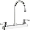 Chicago Faucet Company Chicago Faucets W8D-GN2AE1-369ABCP Deck-Mounted Faucet With 8" Fixed Centers, 5 1/4" Rigid / Swing Gooseneck Spout, And Quixtop Outlet