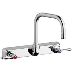 Chicago Faucet Company Chicago Faucets W8W-DB6AE35-369AB 1.5 GPM Wall-Mounted Faucet With 8" Fixed Centers And 6 1/4" Rigid / Swing Double-Bend Spout