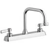 Chicago Faucet Company Chicago Faucets W8D-DB6AE1-369ABCP Deck-Mounted Faucet With 8" Fixed Centers, 6 1/4" Rigid / Swing Double-Bend Spout, And Quixtop Outlet