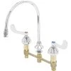 T&S Brass And Bronze Works T&S B-2872 Easy Install Deck Mount Faucet With 8" Centers, 4" Wrist Action Handles, 8 13/16" Gooseneck Spout, And Cerama Cartridges