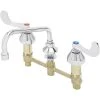 T&S Brass And Bronze Works T&S B-2347-01 Easy Install Deck Mount Faucet With 8" Centers, 8" Swing Nozzle, 4" Wrist Action Handles, And Eterna Cartridges