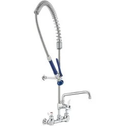 Waterloo 1.15 GPM Wall-Mounted Pre-Rinse Faucet With 8" Centers And 10" Add-On Faucet