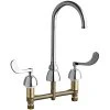 Chicago Faucet Company Chicago Faucets 786-GN2FCXKABCP 1.5 GPM Deck-Mounted Faucet With 8" Centers, 5 1/4" Rigid / Swing Gooseneck Spout, And Ceramic Operating Cartridges