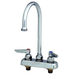 T&S Brass And Bronze Works T&S B-1141-02A Deck Mount Workboard Faucet With 4" Centers, 4 3/8" Gooseneck Spout, Escutcheon And Tailpieces