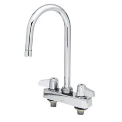 T&S Brass And Bronze Works Equip By T&S 5F-4CLX05 Deck Mounted Workboard Faucet With 5 9/16" Gooseneck Spout, 4" Centers, Laminar Flow Device, And Lever Handles