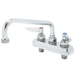 T&S Brass And Bronze Works T&S B-2491 Deck Mount Workboard Faucet With 4" Centers, 8" Swing Nozzle, And Chrome Escutcheon