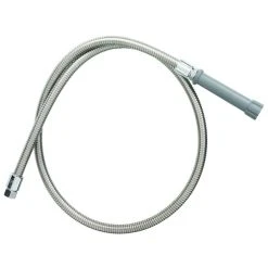 T&S Brass And Bronze Works T&S B-0104-H 104" Stainless Steel Flex Hose With Gray Handle And Polyurethane Liner