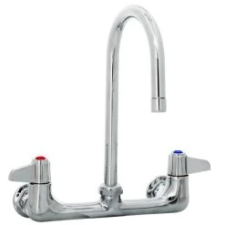 T&S Brass And Bronze Works Equip By T&S 5F-8WLX05 Wall Mounted Faucet With 5 9/16" Gooseneck Spout, 8" Centers, Laminar Flow Device, And Lever Handles