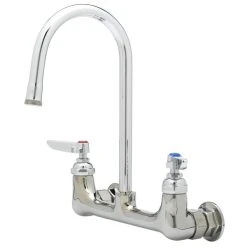 T&S Brass And Bronze Works T&S B-0330CR-PRISON Vandal Resistant Wall Mount Mixing Faucet With 8" Adjustable Centers, 5 9/16" Gooseneck, And Cerama Cartridges