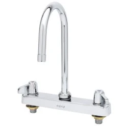 T&S Brass And Bronze Works Equip By T&S 5F-8CLX05 Deck Mounted Workboard Faucet With 5 9/16" Gooseneck Spout, 8" Centers, Laminar Flow Device, And Lever Handles