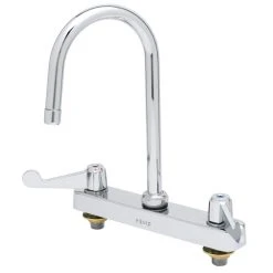 T&S Brass And Bronze Works Equip By T&S 5F-8CWX05 Deck Mounted Workboard Faucet With 5 1/2" Gooseneck Spout, 8" Centers, Laminar Flow Device, And Lever Handles